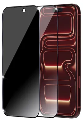 Produktbild von 2-Pack iPhone 18 Pro Displayschutzfolie (1 Privacy + 1 Klar) - Gehärtetes Glas 9H - Super Qualität 3D