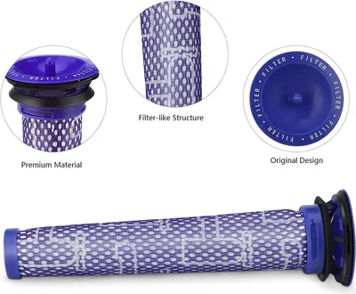 Collage showing different angles and details of a vacuum cleaner filter.