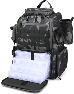 Produktbild von Lixada Angelrucksack Wasserdichte Aufbewahrungstasche fuer Angelgeraete mit 4 Faechern und Regenschutz