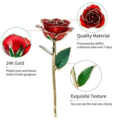 Image de Gold Forever Preserved Rose,Long Stem Dipped Red Rose,Gold Dipped Rose,Dipped Real Rose Flower,Dipped Flower,Handcrafted Gift