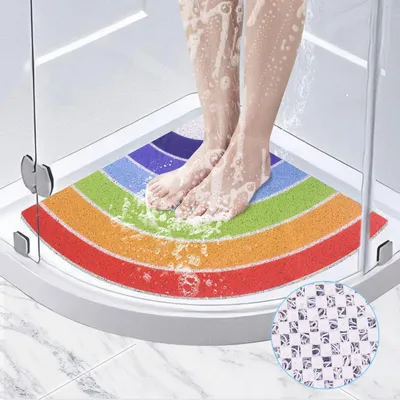 Immagine prodotto di Tappetino antiscivolo per doccia, forma triangolare, 60x60 cm, antibatterico, colori arcobaleno