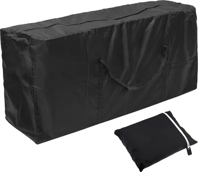 Produktbild von Aufbewahrungstasche Gartenauflagen, Gartenpolster Auflagentasche Wasserabweisend Oxford Schutzhülle für Auflagen Gartenmöbel Kissen Weihnachtsbaume mit Tragegriff, Schwarz (122 x 39 x 55 cm)