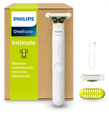 Immagine prodotto di Philips OneBlade Intimate QP1930/30, con lama SkinProtect, batteria integrata, adatta per la rasatura a secco e a umido, colore bianco