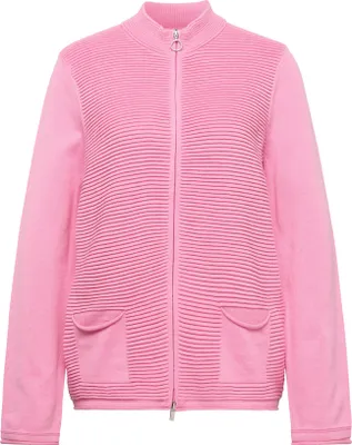 Produktbild von Rabe Strickjacke Rosa Größe 40 mit Rippenstruktur, Stehkragen, Ringzipper und Taschen