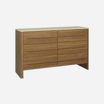 Immagine prodotto di Cassettiera decorativa in legno ed effetto travertino 6 cassetti, Noce