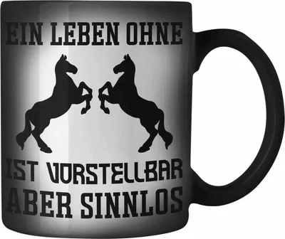 Produktbild von Trendation - Pferde Farbwechsel Zauber-Tasse Lustig Reiterin Geschenk Pferde Geschenke Mädchen Pferdeliebhaber Lustig (Schwarz)