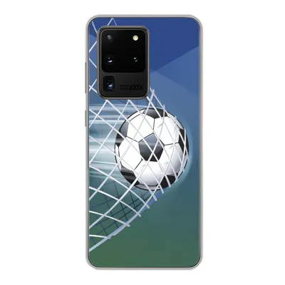 Produktbild von MuchoWow® Handyhülle Schutzhülle Hülle für Samsung Galaxy S20 Ultra Eine Illustration eines Fußballs im Netz - Jungen - Mädchen - Kinder Silikon Softcase Handy Hülle - Karteninhaber