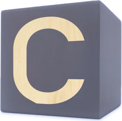 Image de Lettre en bois cube, 5 x 5 cm, gris, lettre C