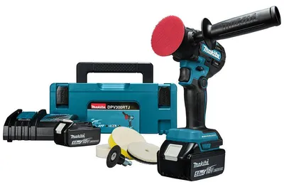 Image de Polisseuse à batterie 50/75 mm Li-Ion LXT MAKITA DPV300RTJ avec 2 batteries 5,0 Ah, 1 chargeur et MAKPAC