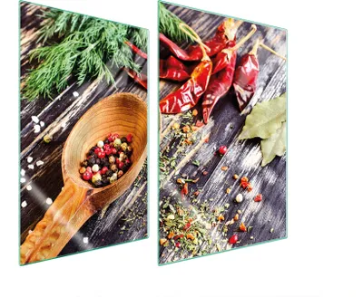 Image de Plaques de recouvrement pour cuisinière 2 pièces 35x52 Couverture de champ en vitrocéramique Planche à découper épices bois