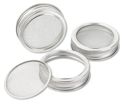 Produktbild von Schramm® Keimglas für Sprossen mit Gestell 750 ml Sprossenglas Keimgerät inkl. Deckel , Ständer und Halter Ersatzgläser Ersatzdeckel Keimgläser Set Keim Glas, Größe:3 Ersatzdeckel