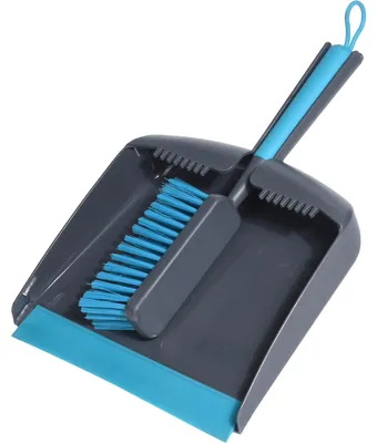 Produktbild von Kehrschaufel- und Burstenset - Kunststoff - grau mit blau
