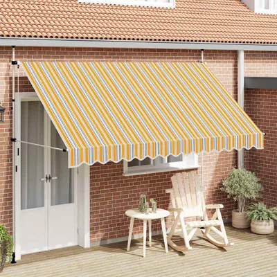 Zdjęcie produktu dla vidaXL Wysuwana markiza obsługiwana ręcznie 350 cm Żółty/niebieski w paski
