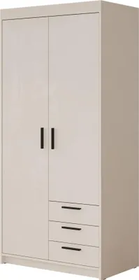 Produktbild von MIRJAN24 Kleiderschrank Elena 2D3S, Drehtürenschrank, Garderobe mit zwei Drehtüren und drei Schubladen, Kleiderstange (Farbe: Sandbeige)