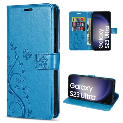 Produktbild von Handy Tasche für Samsung Galaxy S23 Ultra Handyhülle Blumen Hülle Flip Cover