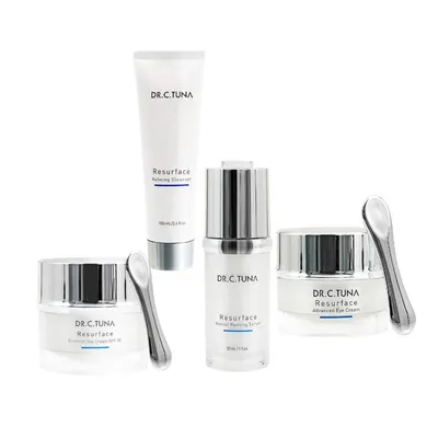 Produktbild von Farmasi Resurface Gesichtspflege Set 4-teilig – Retinol Anti-Aging Pflege, Serum, Tagescreme SPF30, Augencreme & Reinigungsgel I KBruShop