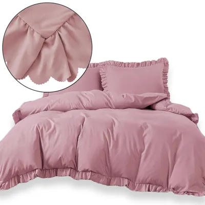 Produktbild von Bettwäsche Set mit Rüschen 160x200 + 2x 70x80 – Luxus, romantisch, Rosa