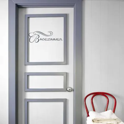 Produktbild von Wandtattoo - Wandaufkleber - Tür- Wandtattoo Badezimmer - 50cm x 16cm anthrazit - Dekoration Küche Wohnzimmer Wand