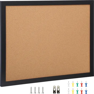 Produktbild von SucceBuy 36x24 Zoll Korktafel, Pinnwand mit MDF-Rahmen, Vision Board inklusive 10 Reißzwecken, ideal für Büro-, Heim- und Schuldekoration