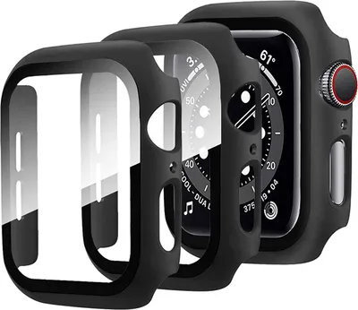 Produktbild von [2 Stück Kompatibel mit Apple Watch Series 6/SE/5/4 Schutzfolie, iWatch 44mm Schutzhülle, Ultradünne PC Hülle mit Panzerglas Displayschutz All Around Case für Apple Watch 44mm
