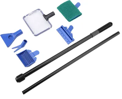 Produktbild von 5-in-1-Aquarienreinigungsset mit Einziehmechanismus: Aquarienbürste, Kiesreiniger, Algenentferner, Fischwerkzeug