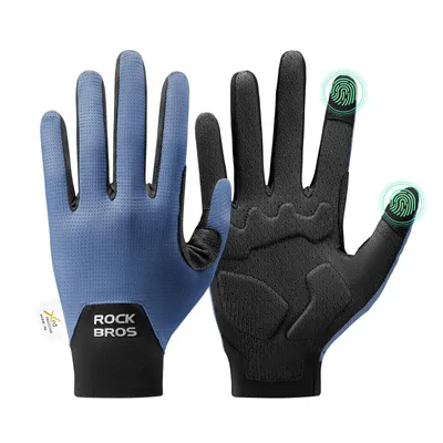 Produktbild von ROCKBROS Fahrradhandschuhe Stoßdämpfend Atmungsaktiv Handschuhe Touchscreen für Laufen, Fahrrad, Outdoor Blau M