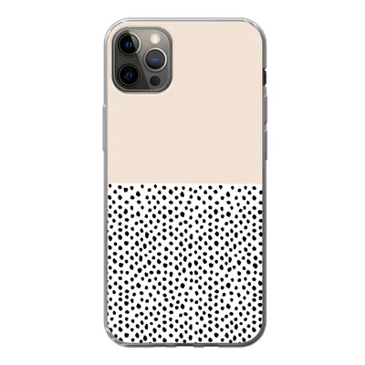 Produktbild von MuchoWow® Handyhülle Schutzhülle Hülle für iPhone 13 Pro Max Polka dots - Weiß - Schwarz Silikon Softcase Handy Hülle - Mobiltelefon