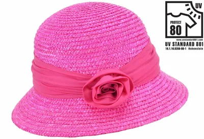 Seeberger eleganter Strohhut-Glocke mit Blume & UV-Schutz 80 in rosa