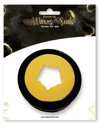 Wachsbrenner aus Holz, 15 x 12 x 4,1 cm, Schwarz/Gold, für Siegelwachs