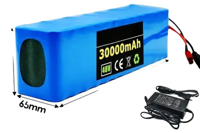 Image de Batterie lithium-ion, capacité de 30 Ah, compatible 48V, chargeur T-DC