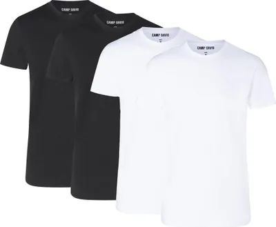 Produktbild von CAMP DAVID Herren T-Shirts, 4er Pack - Crew Neck T-Shirt 4P, Baumwolle Stretch Weiß/Schwarz M