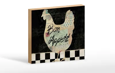 Produktbild von Holzschild Spruch 18x12cm Huhn Hühner Bon Appetit