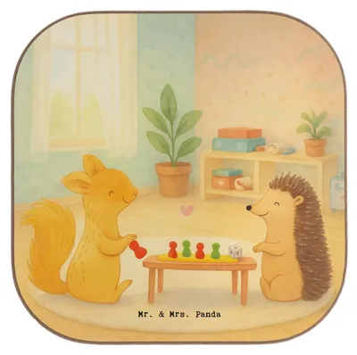 Produktbild von Mr. & Mrs. Panda Holzuntersetzer Eichhörnchen Gesellschaftsspiele Design - Weiß - Geschenk, Spielen, gläseruntersetzer, Untersetzer Glas, Spieleabend, Getränkeuntersetzer