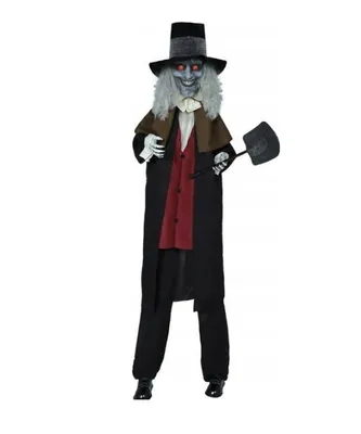 Image de Décoration d'Halloween : figurine de 230 cm représentant un fossoyeur avec une pelle. INTERACTIVE