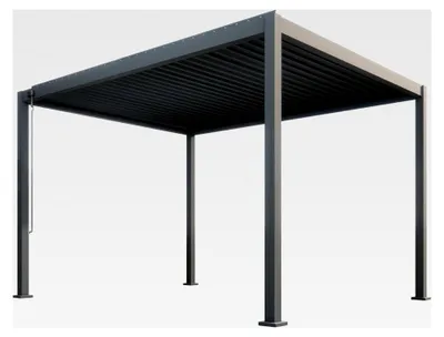 Produktbild von Pergola Genua 3x3 m Anthrazit | Aluminium Lamellendach manuell schwenkbar | Terrassenüberdachung UV- und wetterfest | Inkl. Bausatz | Integrierte Entwässerung | Garten und Terrasse