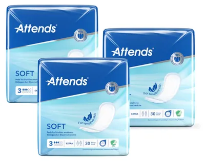 Produktbild von Attends Soft 3 Extra Inkontinenzeinlagen 3x30 Stück (90er Big Pack)