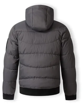Image de Veste bomber pour hommes, avec capuche, matelassée, quiltée et doublée – Blouson gris pour hommes, taille M