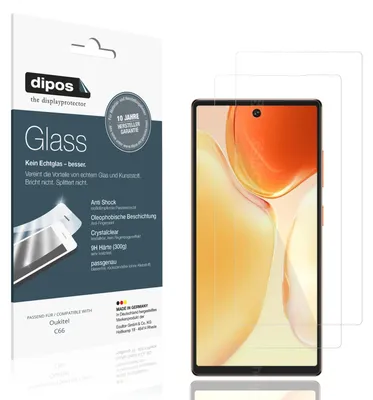 Produktbild von 2x Schutzfolie für Oukitel C66 - Anti-Shock 9H Folie dipos Glass Kunststoffglas