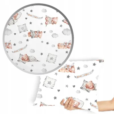 Produktbild von Designpremium Schlafmützenbär Kissenbezug Baumwolle Weiß 40x60cm