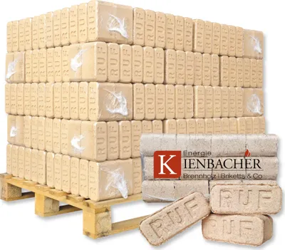 Produktbild von 600 kg RUF Briketts Hartholzbriketts aus Buche und/oder Eiche | 60 x 10 kg Holzbrikett auf Palette | Energie Kienbacher®