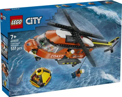 Produktbild von LEGO City Hubschrauber der Küstenwache - Spielzeug Einsatzfahrzeug - Modellbau mit Schiebetüren, Winde, 4 Minifiguren und Hai Figur - Geburtstagsgeschenk für Jungen ab 7 Jahren - 60503