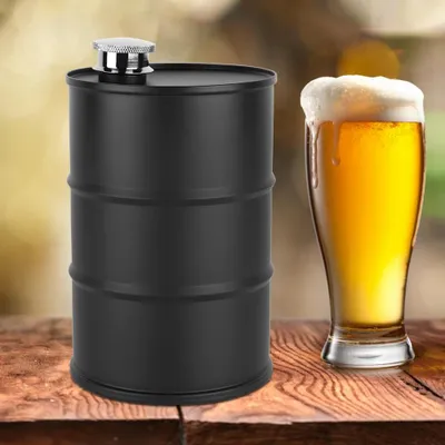 Obrázek produktu pro 700ml přenosná nerezová ocelová pivní sudová vína Hip Flask s těsnícím víkem (černá)