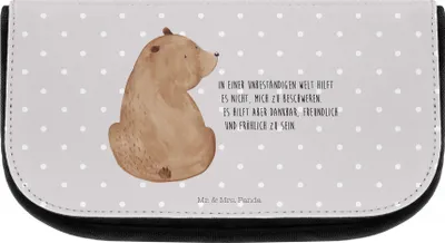 Produktbild von Mr. & Mrs. Panda kosmetiktäschchen Bär Schulterblick - Grau Pastell - Geschenk, Weisheit, Bären, Kosmetiktasche, Organizer, kulturtäschchen, Weltansicht, Kulturtasche