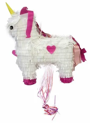 Produktbild von Amscan Einhorn Pinata für Kindergeburtstag, mit Ziehbändern, 40x13,5x52cm