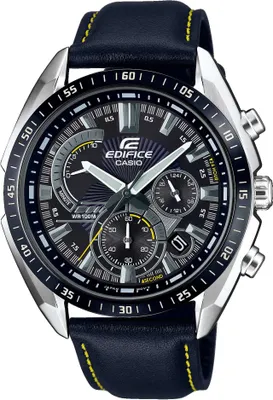Produktbild von Casio EFR-570BL-1AVUEF Herren-Armbanduhr, Edelstahl-Gehäuse, Leder-Armband