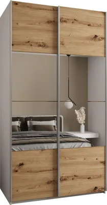 Produktbild von MEBLE KRYSPOL LUX 4 Schrank - 245,5x140x64cm - Weiß, Artisan, Silber