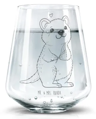 Produktbild von Mr. & Mrs. Panda Glas Quokka Happy - Transparent - Geschenk, Becherglas, Tumbler, Trinkgefäß, Lustiger Spruch, Verschieben, Niedliches Tier, Aufschieberitis, Wasserglas