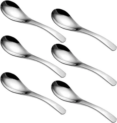 Zdjęcie produktu dla Solidne łyżki do zupy ze stali nierdzewnej, 14 cm, 6 sztuk