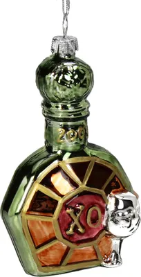 Produktbild von Christbaumschmuck Glas 10,5cm Cognac XO Flasche Figur Grün