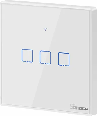 Produktbild von Sonoff T2EU3C-TX Smart Wall Switch, 3-Kanal Wand-Schaltaktor, weiß, mit Rahmen, WiFi + 433MHz
